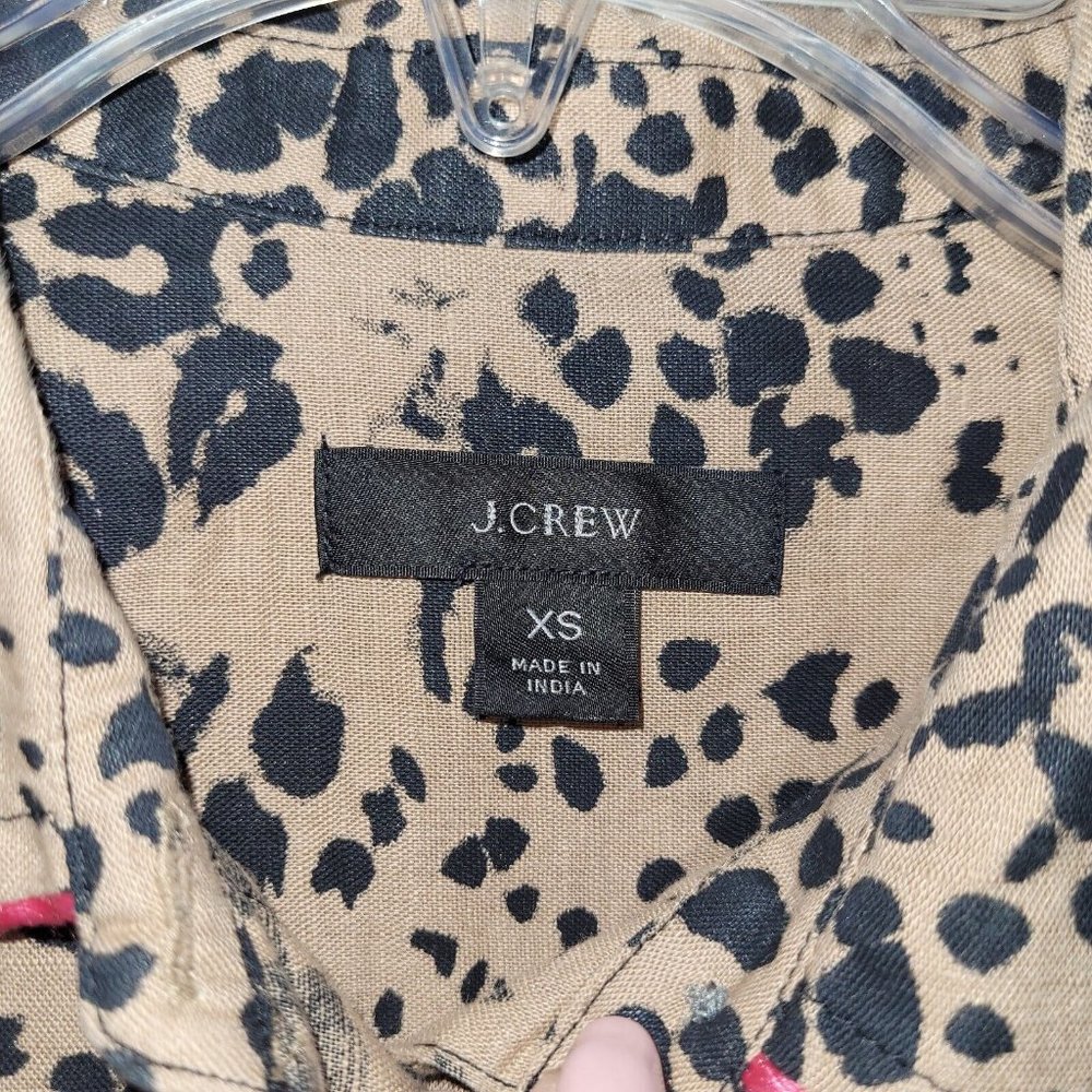 J Crew Shirt Womens Size‎ XS Leopard Print Linen Button-Up Style AJ423 Spring 20 - Picture 5 of 11